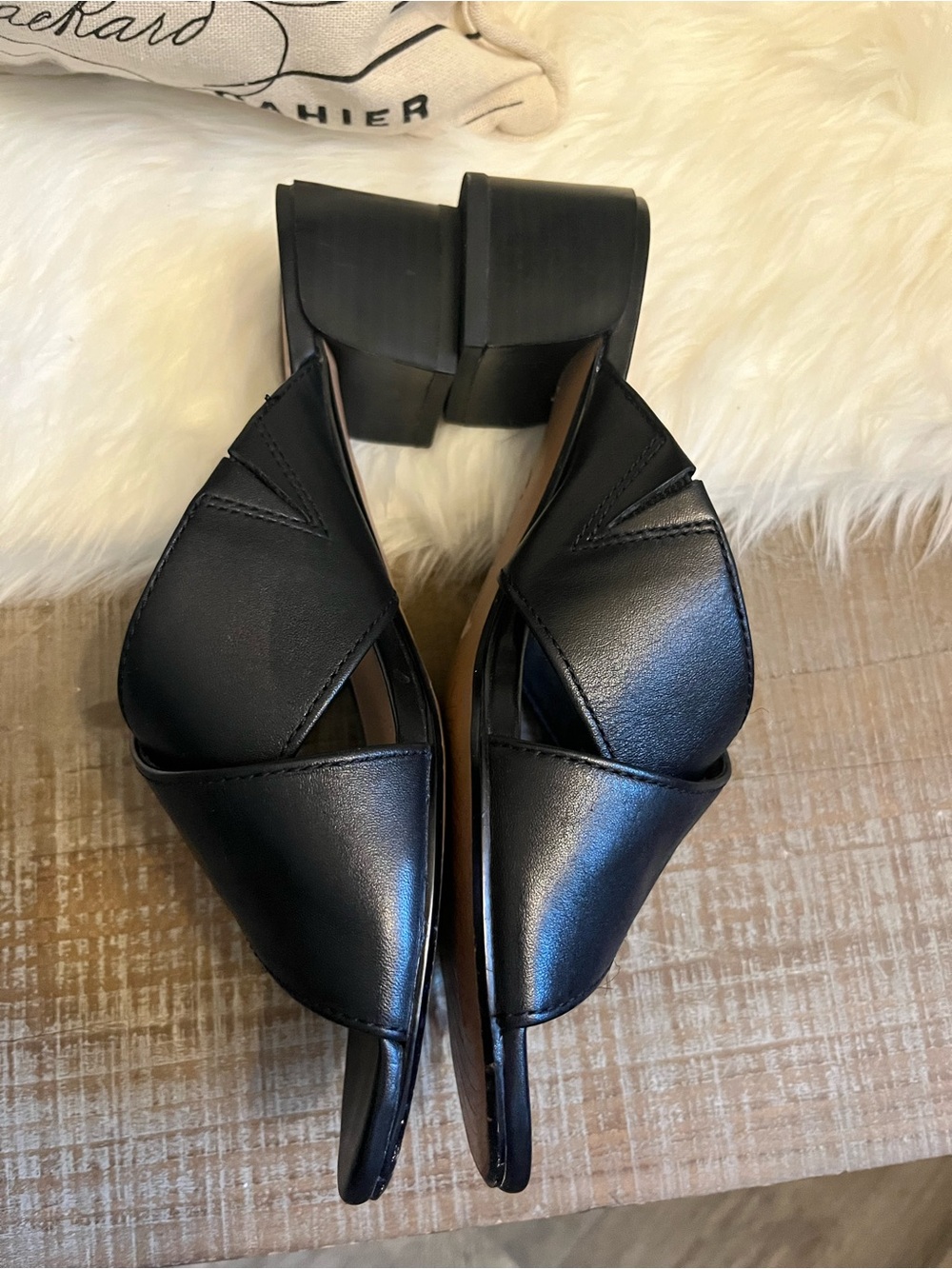 Clarks Black Crisscross Slide Mules - Picture 2 of 4